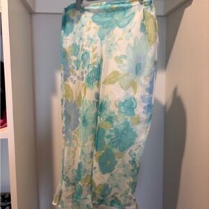 Floral Blue and Green Midi Skirt